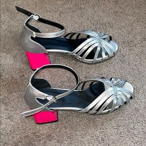 Silver and Pink Strappy Heels